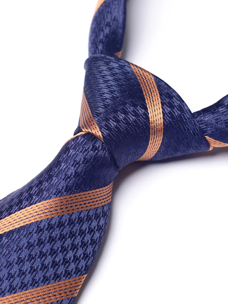 High Quality Navy Blue Orange Striped Tie For Men's Business Banquet European Style Suit Shirt Accessories 8CM Wide Version Tie