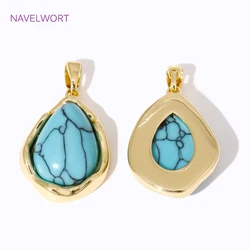 Trendy 18K Gold Plated Brass Drop Shape Turquoise Charms Pendants For DIY Necklace Jewelry Making Accessories Crafts Wholesale