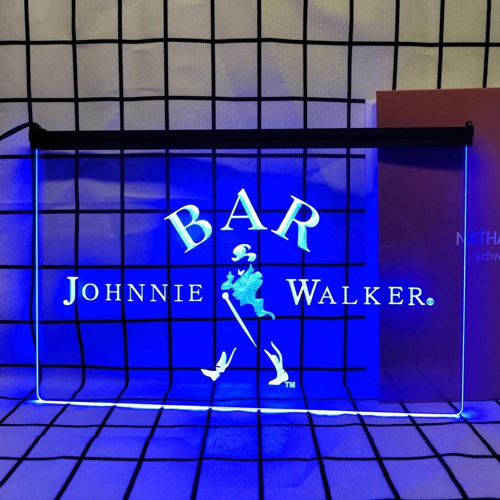 BAR Walker Whiskey Retro LED Neon Sign Home Decor with Vintage Plaques and Posters for Room Office Farmhouse