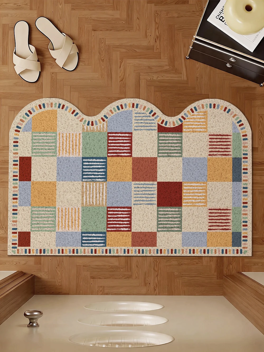 Retro Checkerboard Wire Loop Entryway Mat Heavy Duty Non-Slip Welcome Doormat