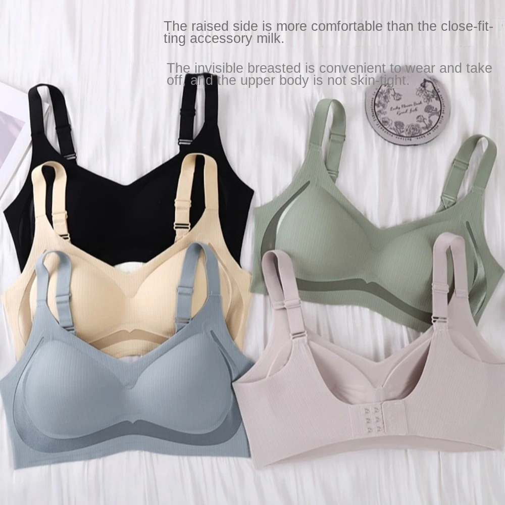 Close-fitting Wireless Deep V Bra Anti-sagging Traceless Brassiere for Women Gathered Breasts Adjustable Push Up Underwear Yoga