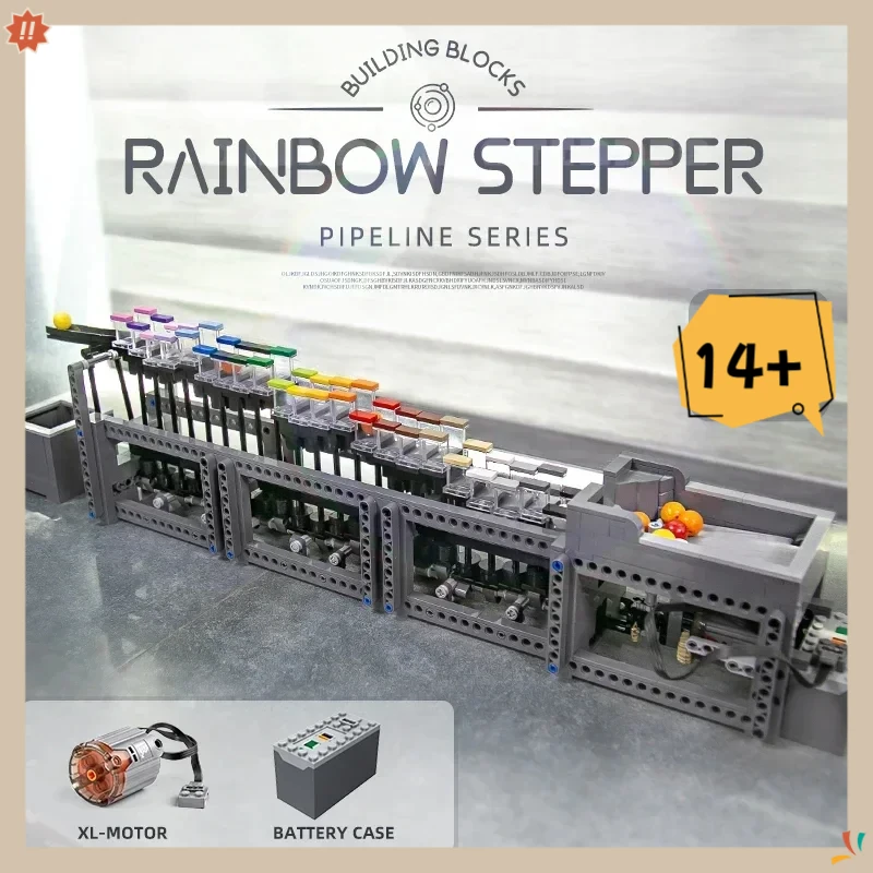 Mould King 26004 MOC Technique Le marchepied arc-en-ciel avec moteur Blocs de construction éducatifs Briques d'assemblage Cadeaux de Noël pour enfants