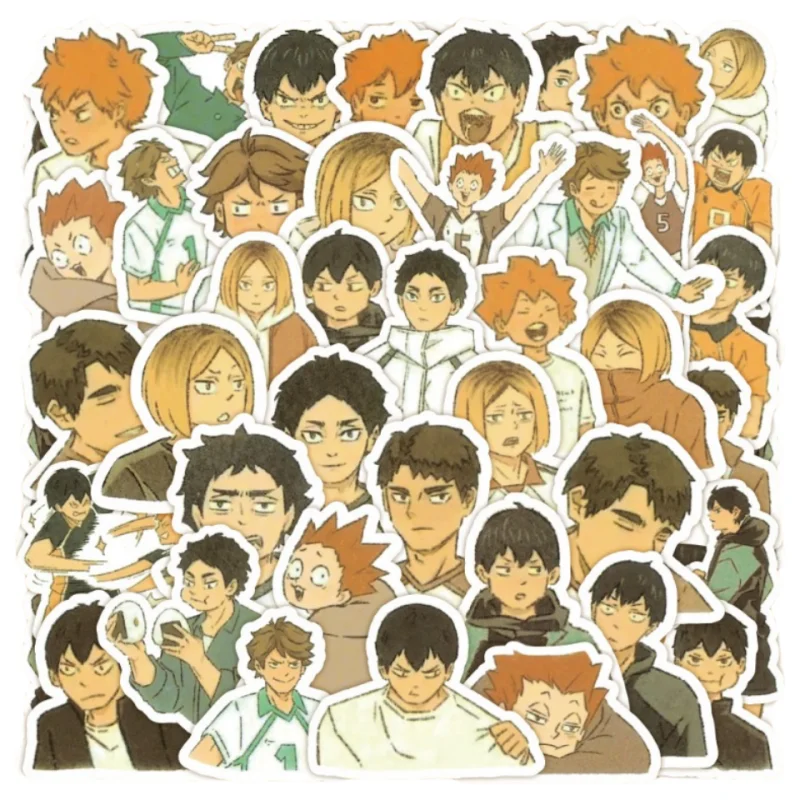 55pcs Anime Haikyuu!! Stickers Two-dimensional Cartoon Water Cup Suitcase Laptop Mobile Phone Computer Decorative Stickers