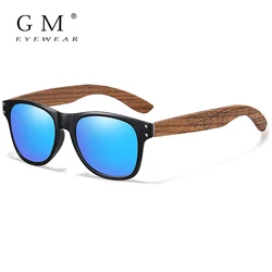 GM Natural Wooden Sunglasses Men Polarized Fashion Sun Glasses Original Wood 8001