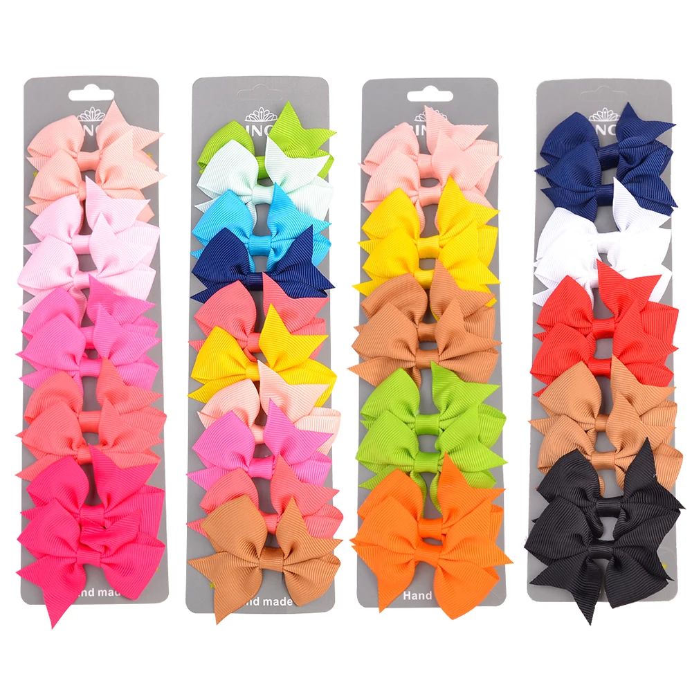 10Pcs/set Grosgrain Ribbon Mini Solid Hair Bows With Clip For Girls Hair Clips Hairpins Barrettes Headwear Kids Hair Accessories