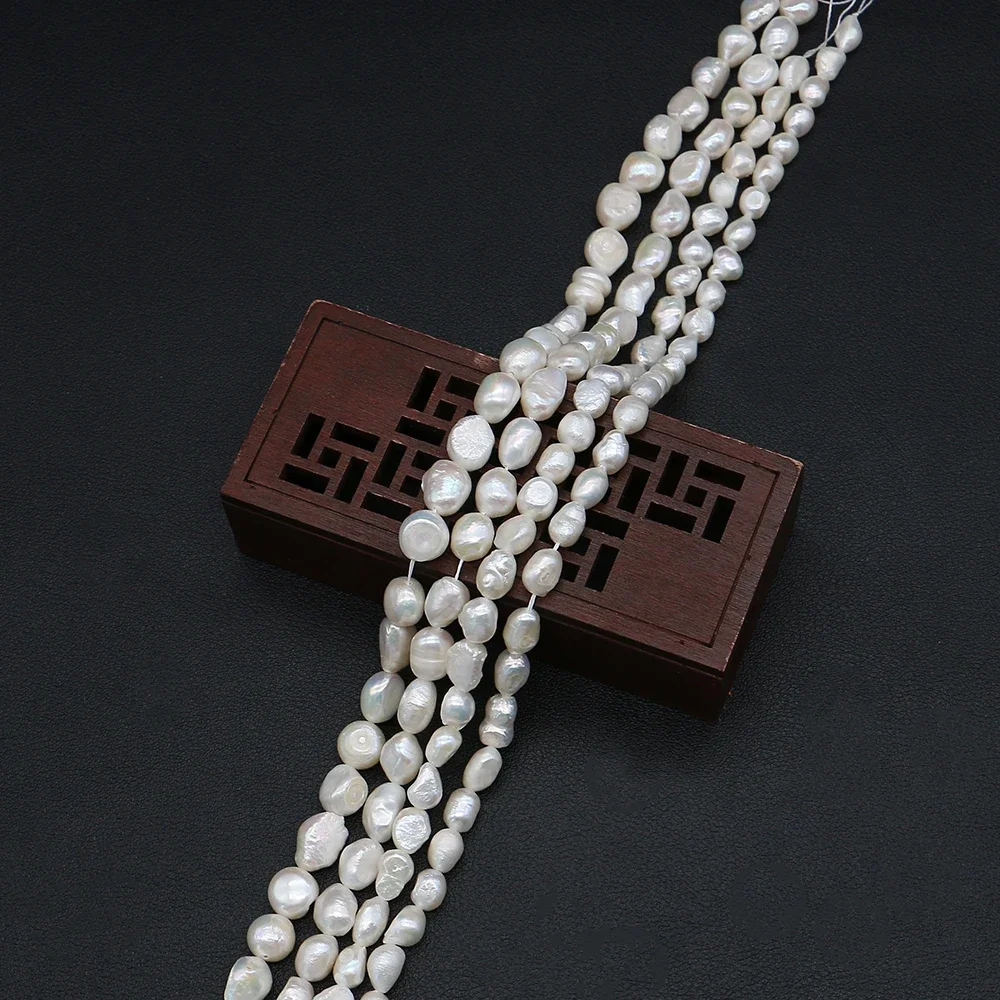 Natural Freshwater Pearl Loose Bead 1strand Two-sided Light Straight Hole Baroque Pearl for Handmade Jewelry Accessories Gifts
