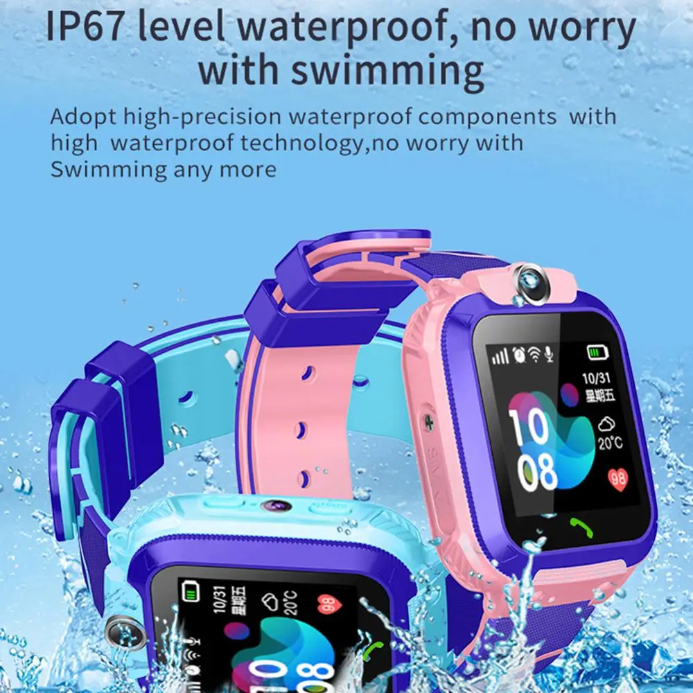 Q12b relógio inteligente infantil android inserção cartão 2g à prova dwaterproof água posicionamento remoto localizador gps câmera chamada anti-perdido pulseira inteligente