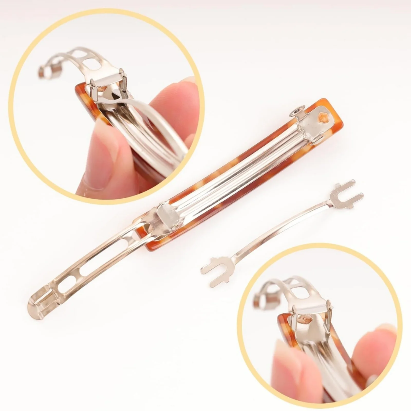 1 x französische Federklammer aus Acetat, einfacher oberer Clip, Stahlklammer, elegantes Haar-Accessoire, Metall-Haarspange, lässiges EVA – Detail 12