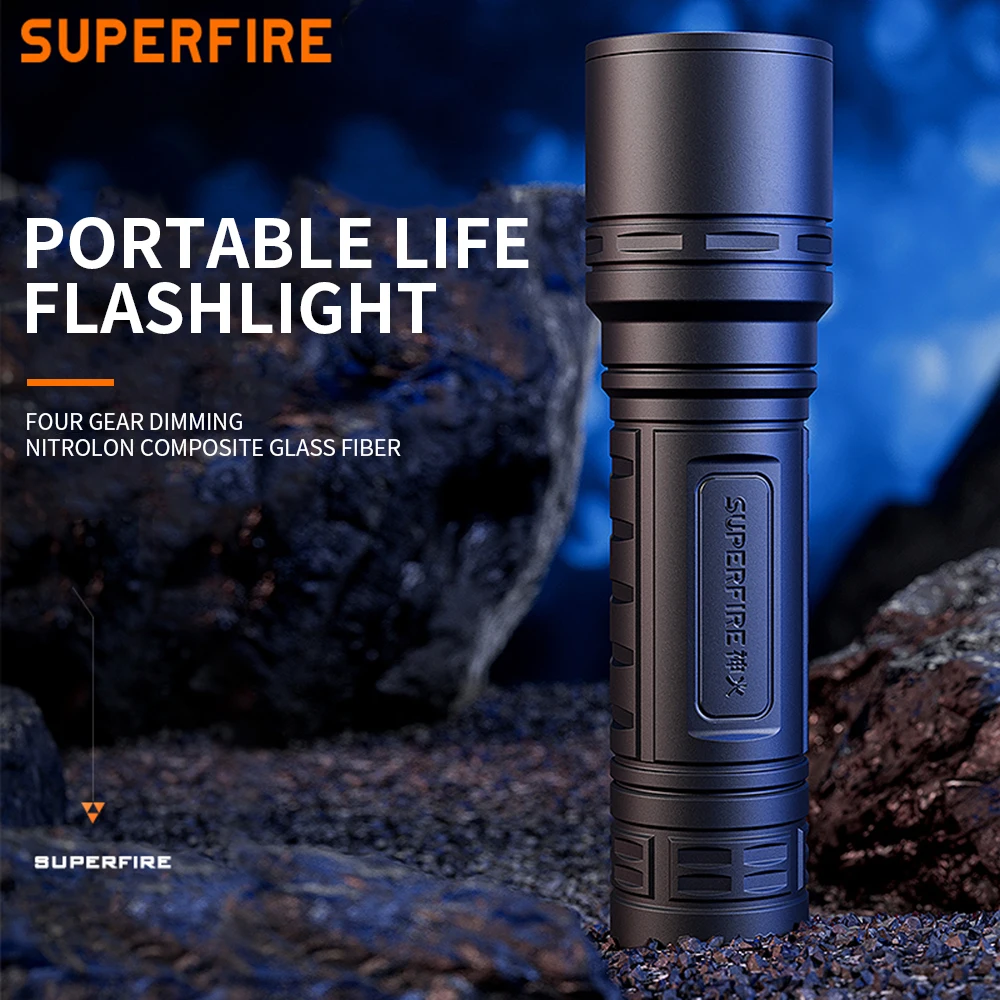 SuperFire S33-X Small EDC Flashlight High power Portable LED Torch USB Rechargeable Lamp for Camping Fishing Emergency Lantern