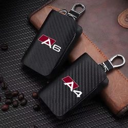 Leather Car Key Protection Shell Bag Carbon Filber Car Key Case for audi sport RS A1 A3 A4 B7 B8 A5 A6 A7 A8 Q3 Q5 Q7 Q8 TT