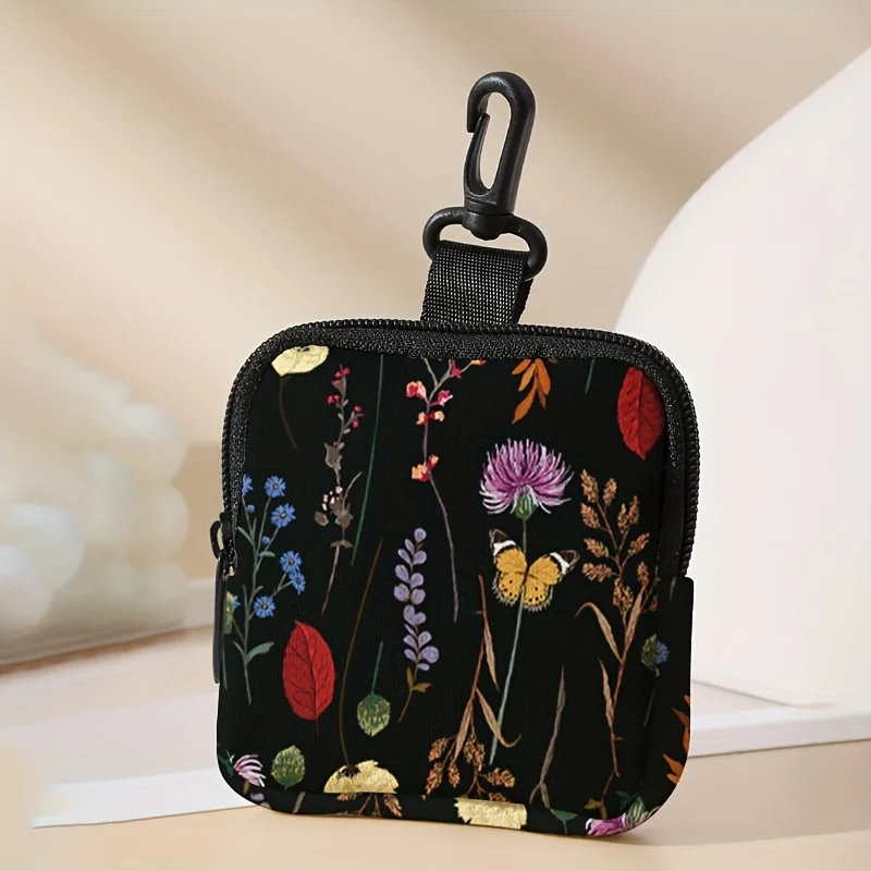 1 pc Flower pattern printing large capacity coin wallet, digital printing coin wallet storage bag, ideal choice for gifts