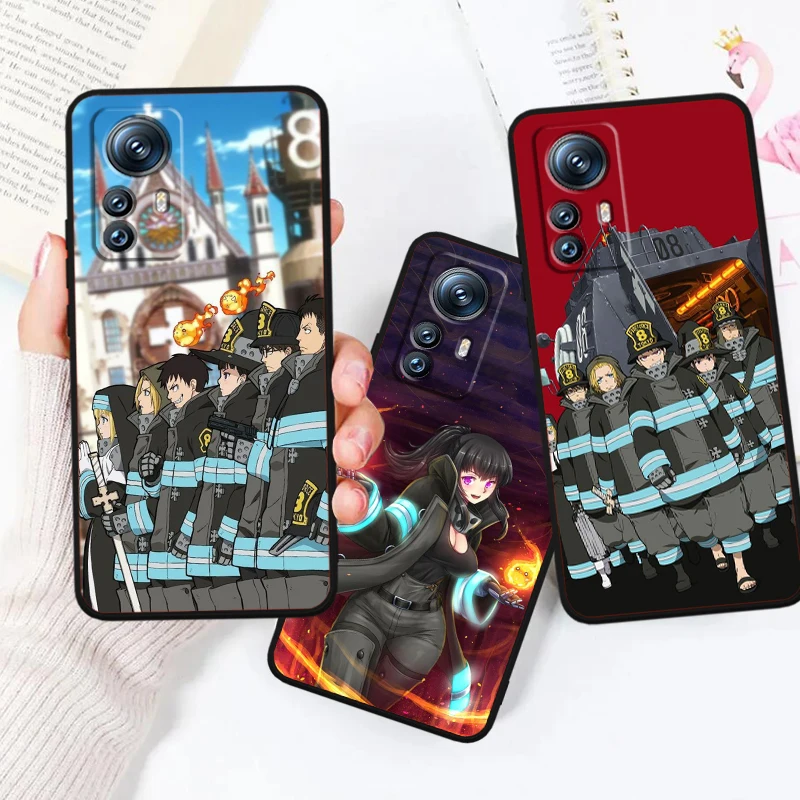 Fire Force Cartoon Anime For Xiaomi Mi 14 13T 13 12T 12 11T 11i 11 10T 10 Pro Lite Ultra 5G Black Back Phone Case