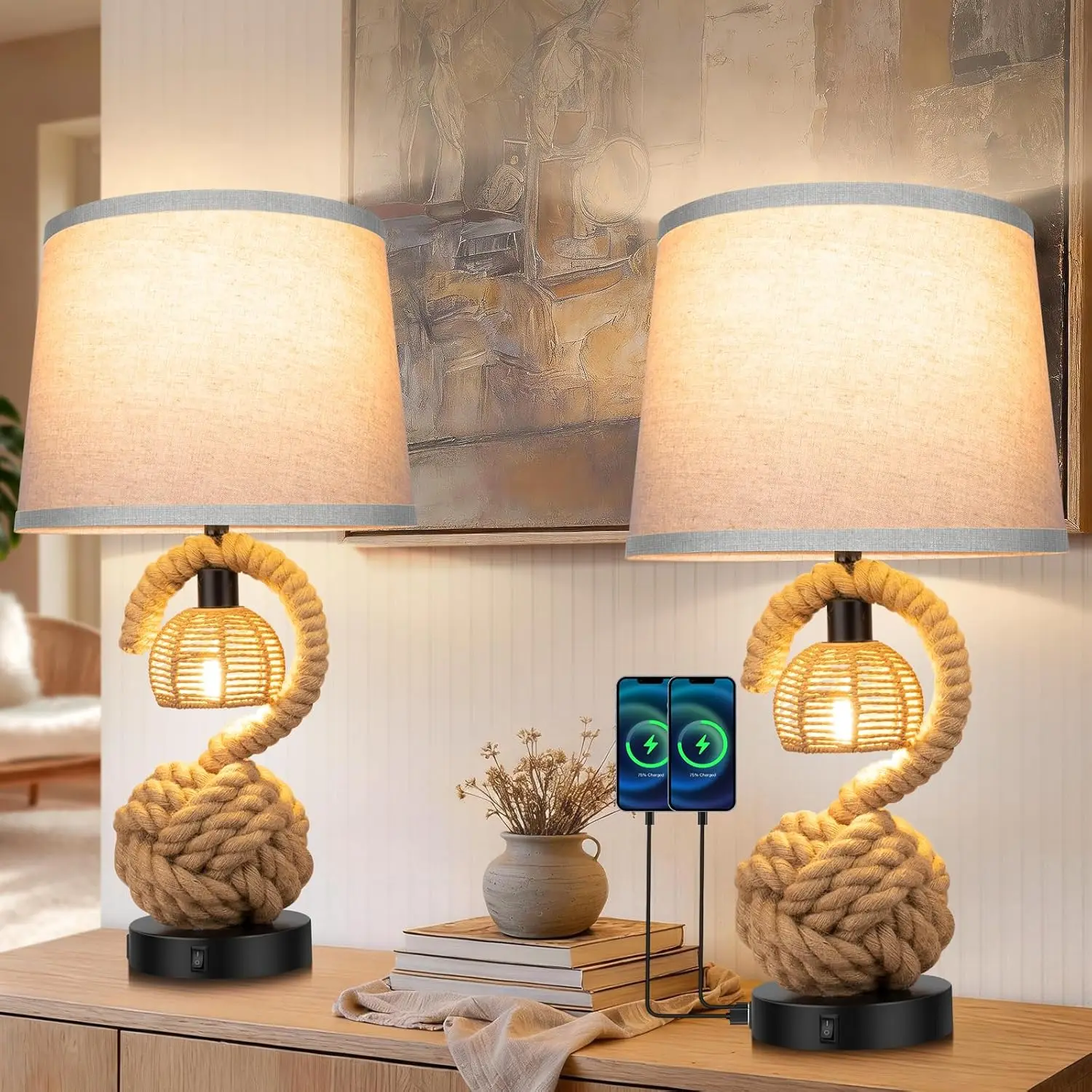 Set Of 2 Boho Rope …