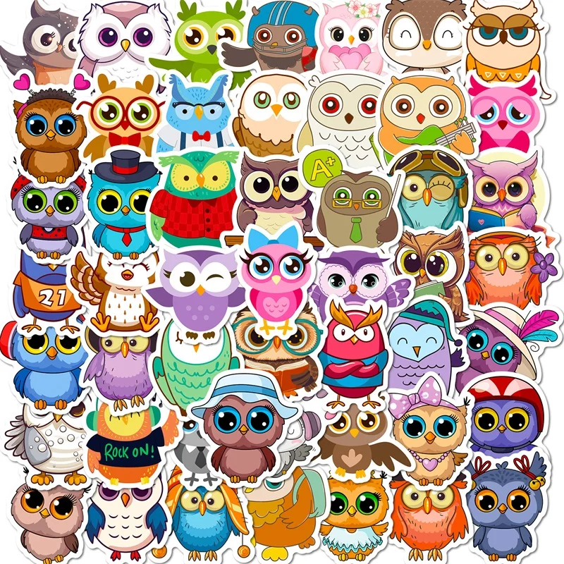 

10/30/50PCS Cartoon Cute Owl PVC Sticker Aesthetic Children's Decoration Scrapbooking Korean Stationery School Supplies for Kids