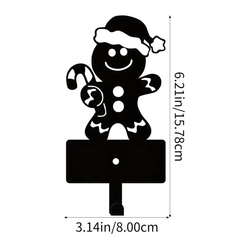 1pc Gingerbread Man Metal Key Hook Holder - Wall Mounted for Christmas Adornment. Excellent for Hanging Bathroom Towels