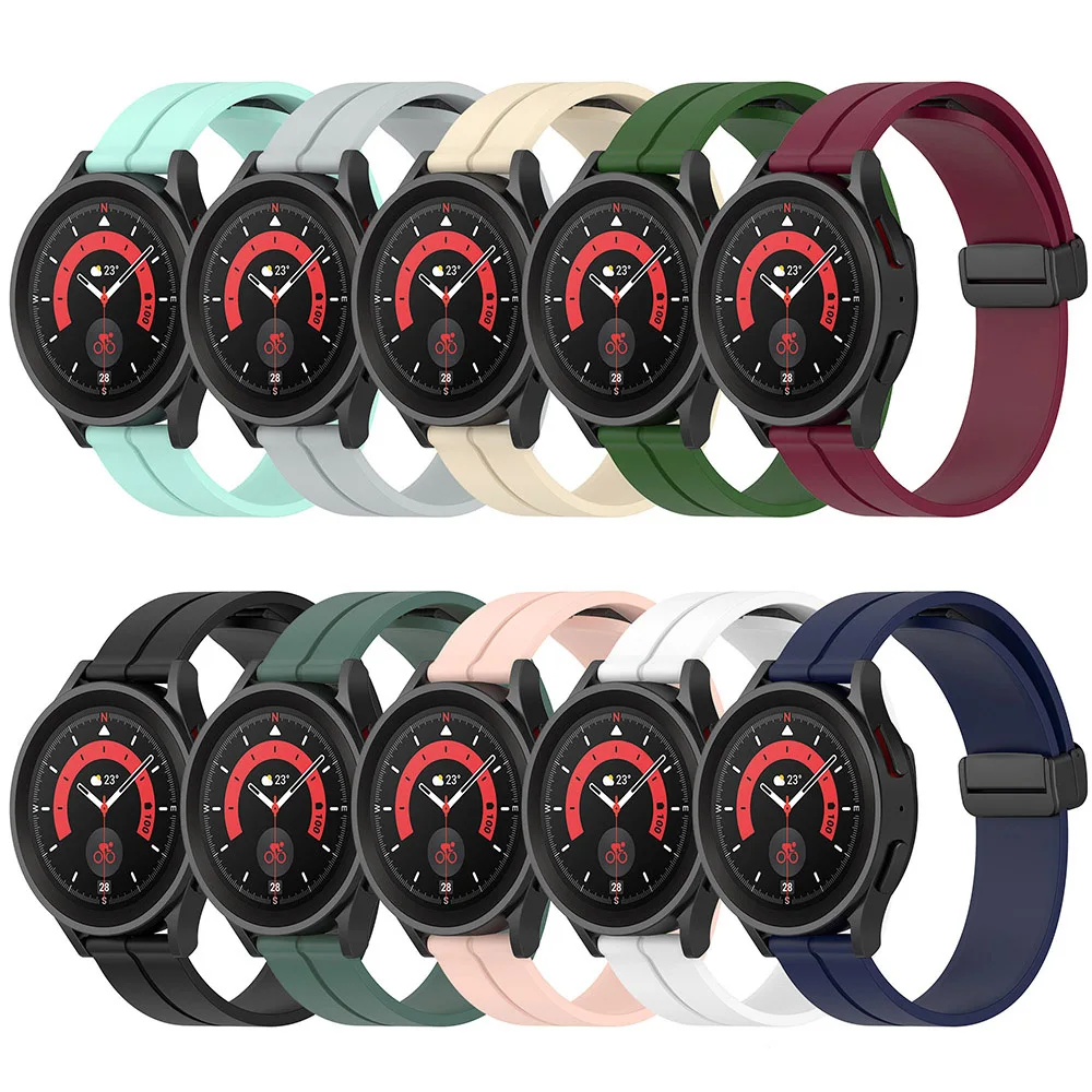 20mm 22mm Silicone Strap for Samsung Galaxy Watch 5 4 Active 2 Gear S3 Magnetic Buckle Band for Huawei Watch GT 3/2 42mm 46mm