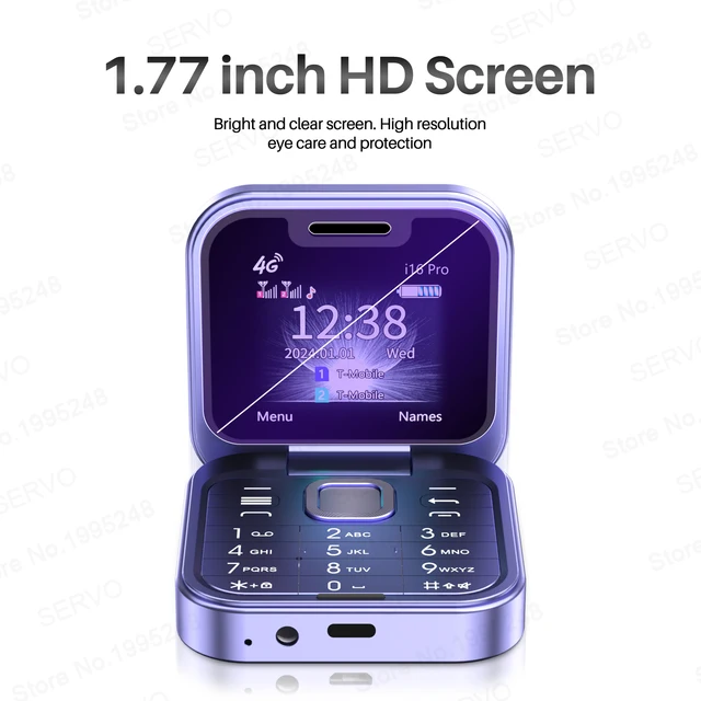 SERVO I16 Pro 4G LTE Mini Flip Mobile Phone Dual SIM Standby Call Recording Speed Dial FM Radio Blacklist Small Fold Cellphones 6