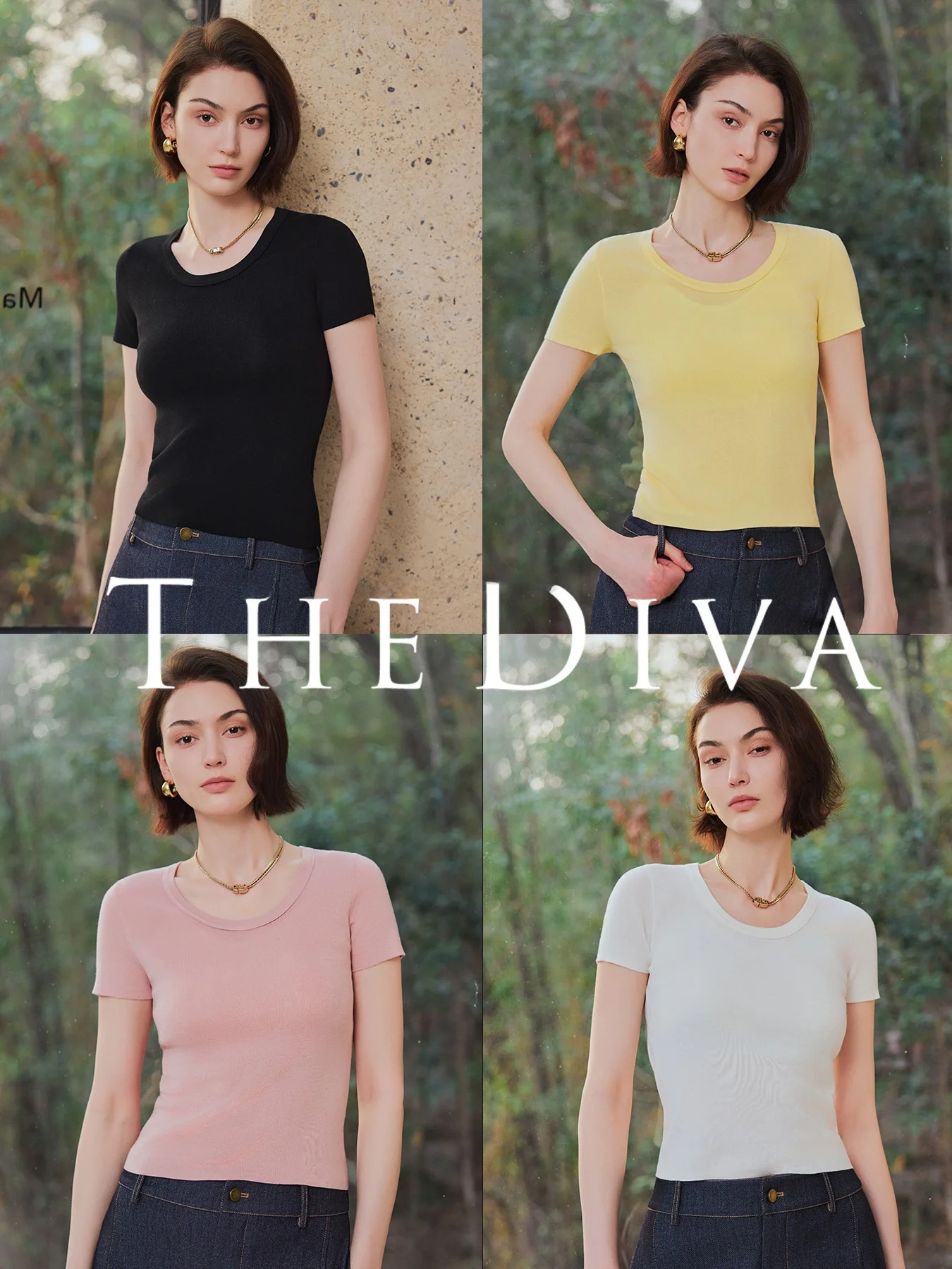 

Женская футболка Diva Summer из шелка и лиоцелла: универсальная, приталенная, дышащая, с коротким рукавом, комфортная для повседневной носки