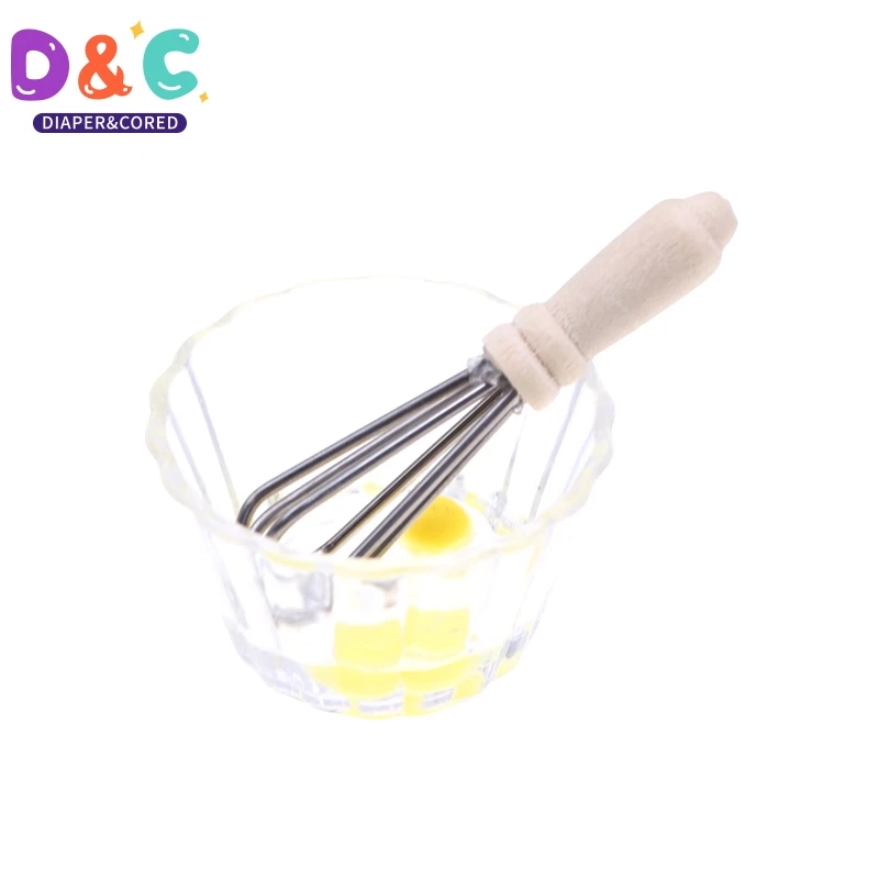 1 Set Kitchen DIY Accessories Simulation Cute egg beater Egg Bowl Suit 1:12 Dollhouse Miniature Home Decoration