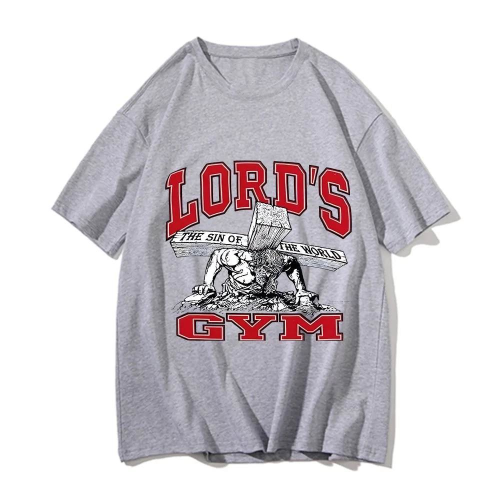 Lord 's Gym Shirts for Men Jesus CrossFit Leisure Pure Cotton Tees Crewneck Short Sleeve T Shirts Classic Clothing Streetwear