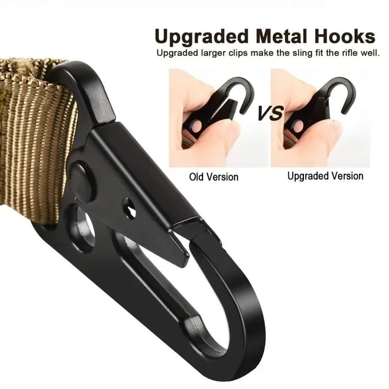 Twee Punten Geweersling met Lengteverstelling Traditionele Sling met QD Metalen Haak voor Outdoor Tactische Sling Schouderbanden