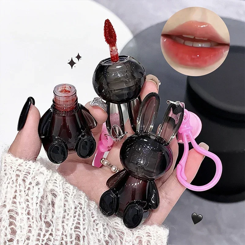 Gege bear Black Rabbit Water Gloss Lip Glaze Mirror Moisturizing Plump Lips Tinted Not Easy To Stick Long-Lasting Makeup