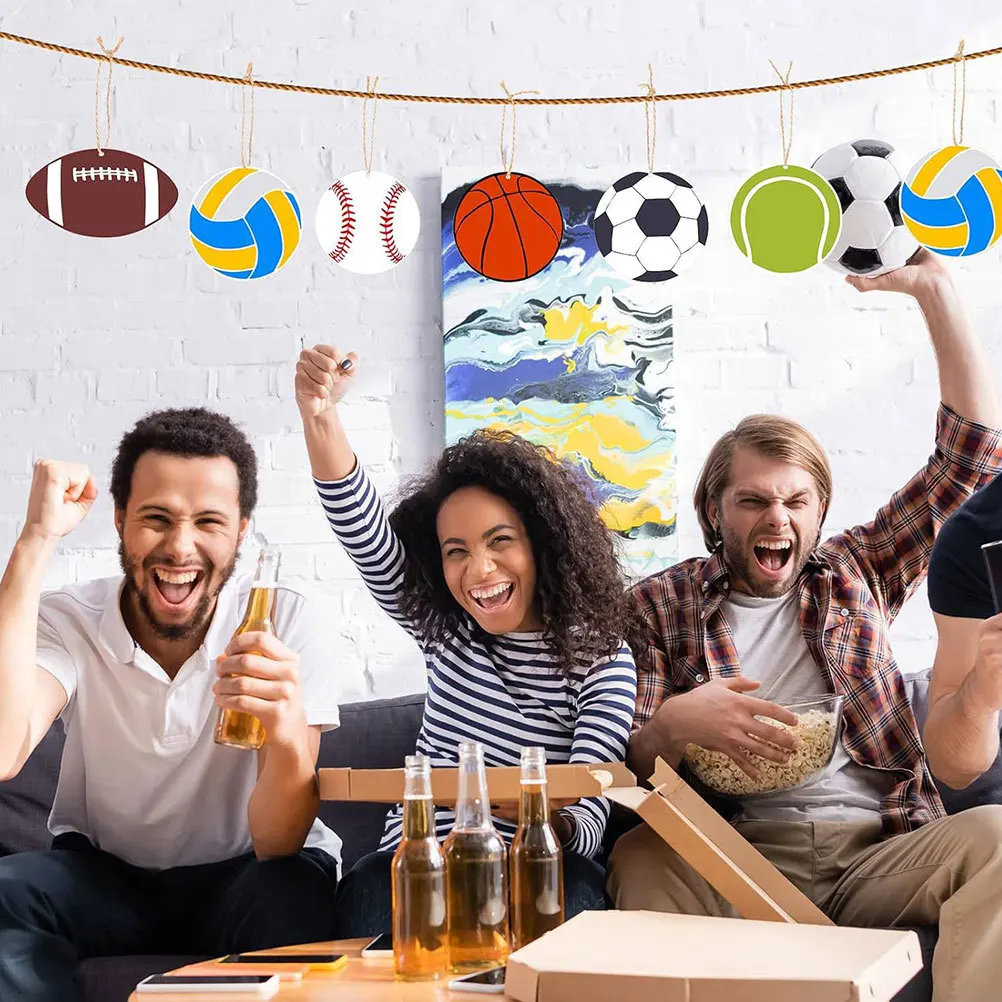 

42Pcs Wooden Sports Ball Cutouts DIY Craft Slices Hand-Painted Decoration Pieces for Key Chains Wall Tree Ornaments Wooden