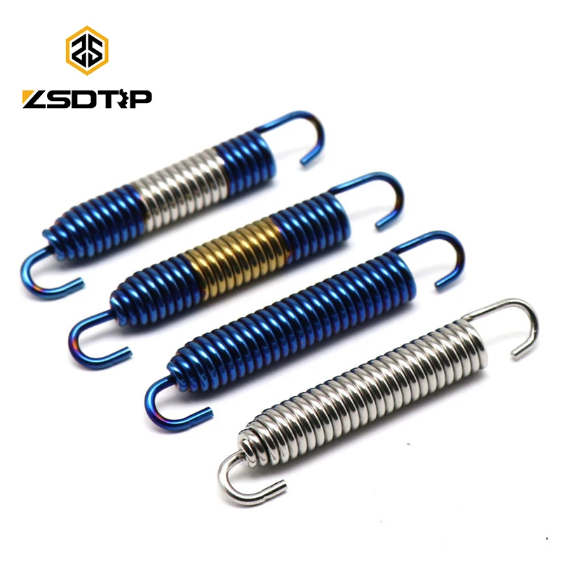 ZSDTRP 4pcs 75mm Motorcycle Stainless Steel Exhaust Pipe Muffler Silencer Springs Universal Retractable Spring Hooks