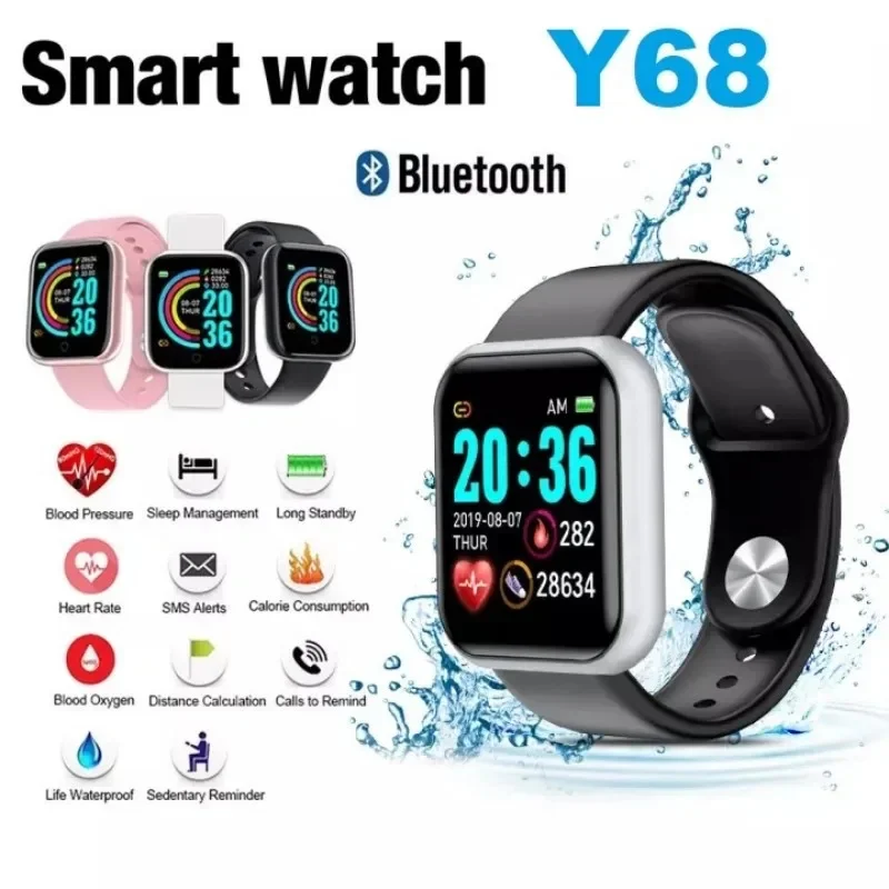 Smart Watch Men Women D20 Bluetooth Connected Phone Hearth Rate Sports Fitness Bracelet Y68 Multifunction Waterproof Smartwatch