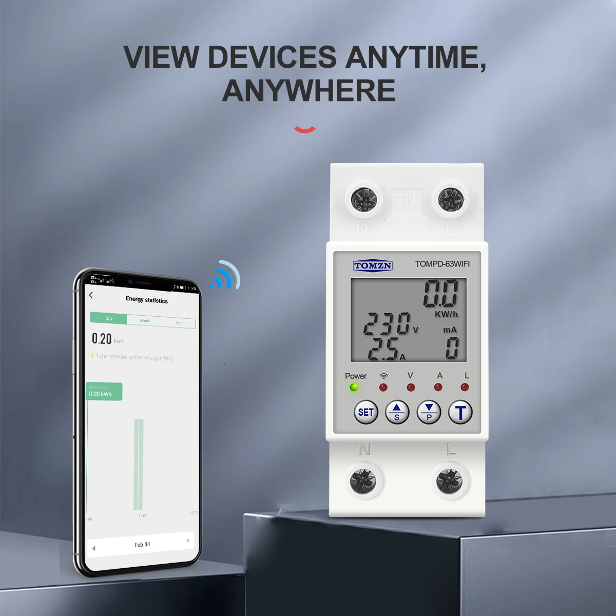 Tomzn 63a 110v 220v smartlife tuya wifi disjuntor medidor de energia temporizador de medição com corrente de tensão e proteção contra vazamento