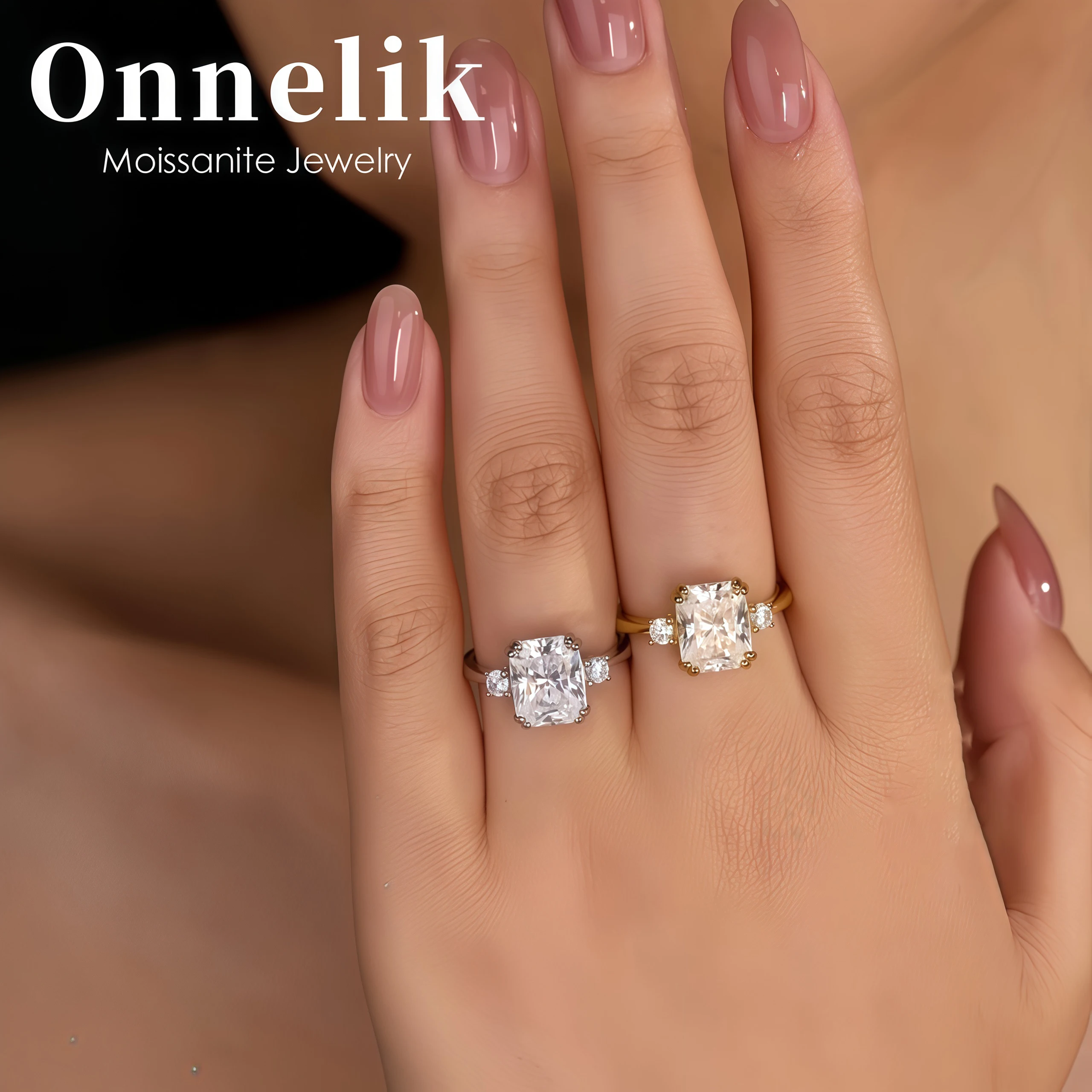 

Onnelik S925 Sterling Silver Keepsake Moissanite Ring Classic Closed Band Unisex Promise Jewelry Gift with D Color and Luxury
