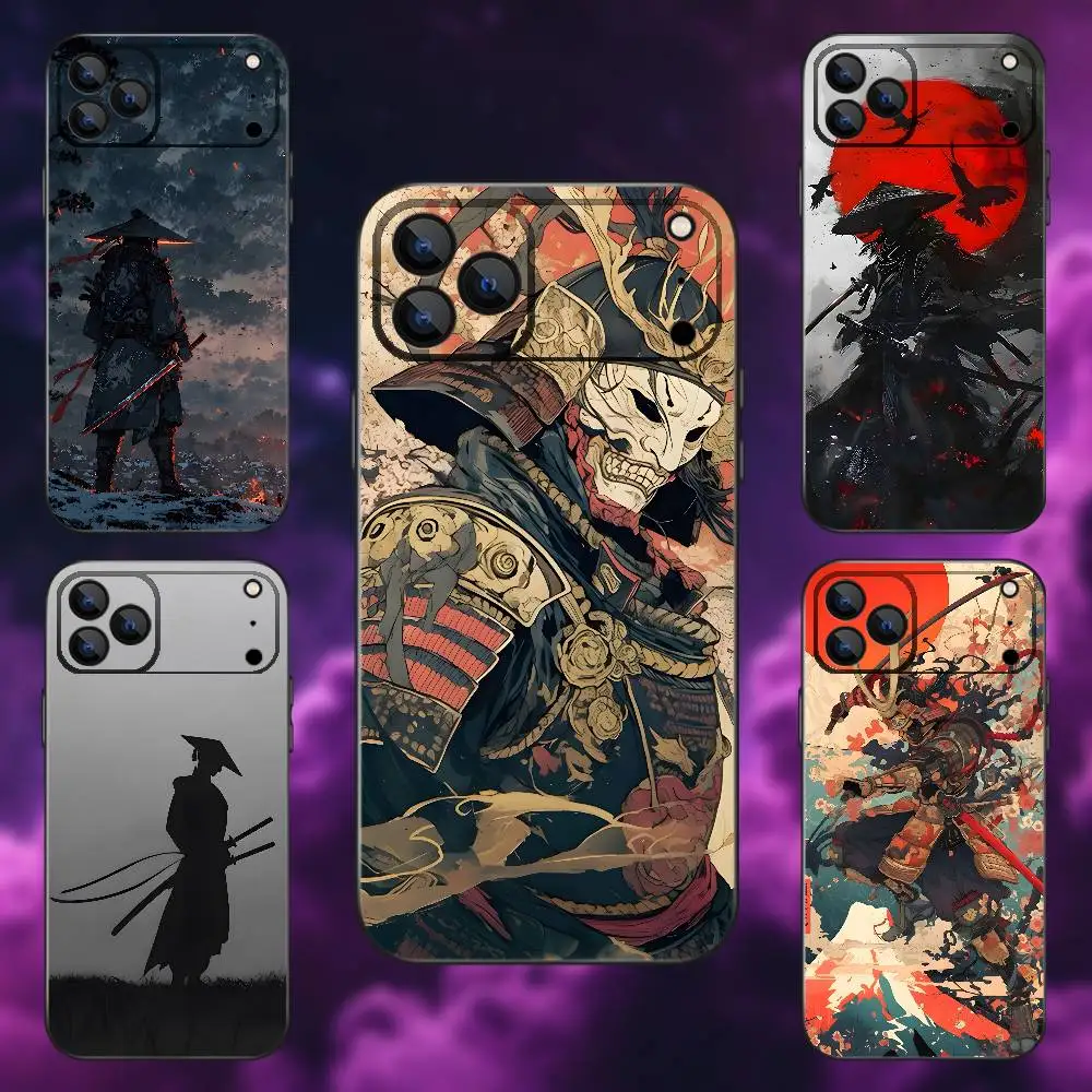 

Japan S-Samurai Phone Case For iPhone 17,16,15,14,13,12,Pro,Max,Plus,E,SE4,Air,Mini Black Soft Box