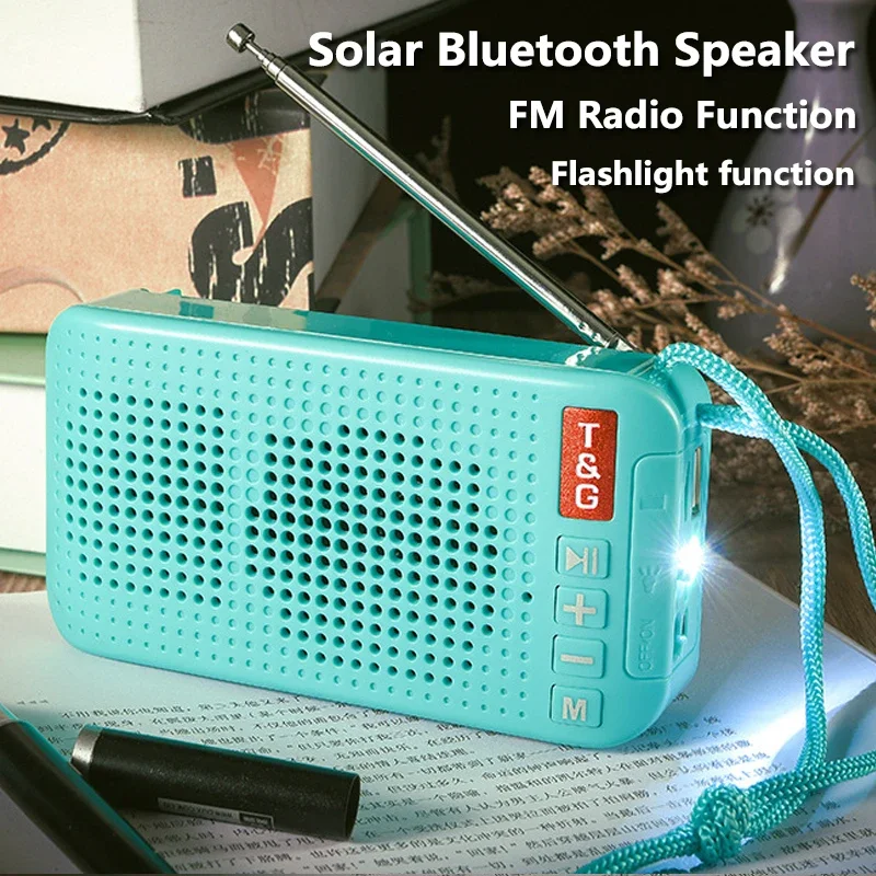 Solar Charging FM Radio with Flashlight Portable Bluetooth Speaker
