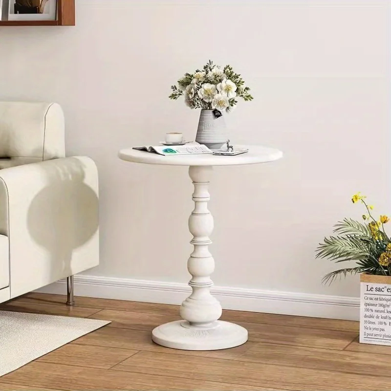 Vintage Round Sofa Table Living Room Metal Coffee Table -  Elegant Retro Pattern Decoration, Durable Baking Paint Table image 6