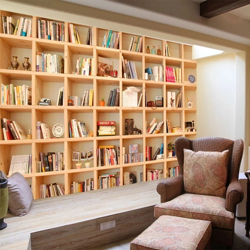Customized Wallpaper 3D Bookshelf Mural Living Room Study Living room TV background wall bedroom restaurant wall fabric study 8d