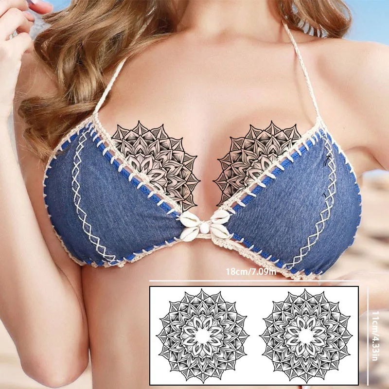 

Сексуальные трендовые наклейки на соски с цветком на груди, водонепроницаемые и устойчивые к поту, однотонные временные наклейки с травяным соком