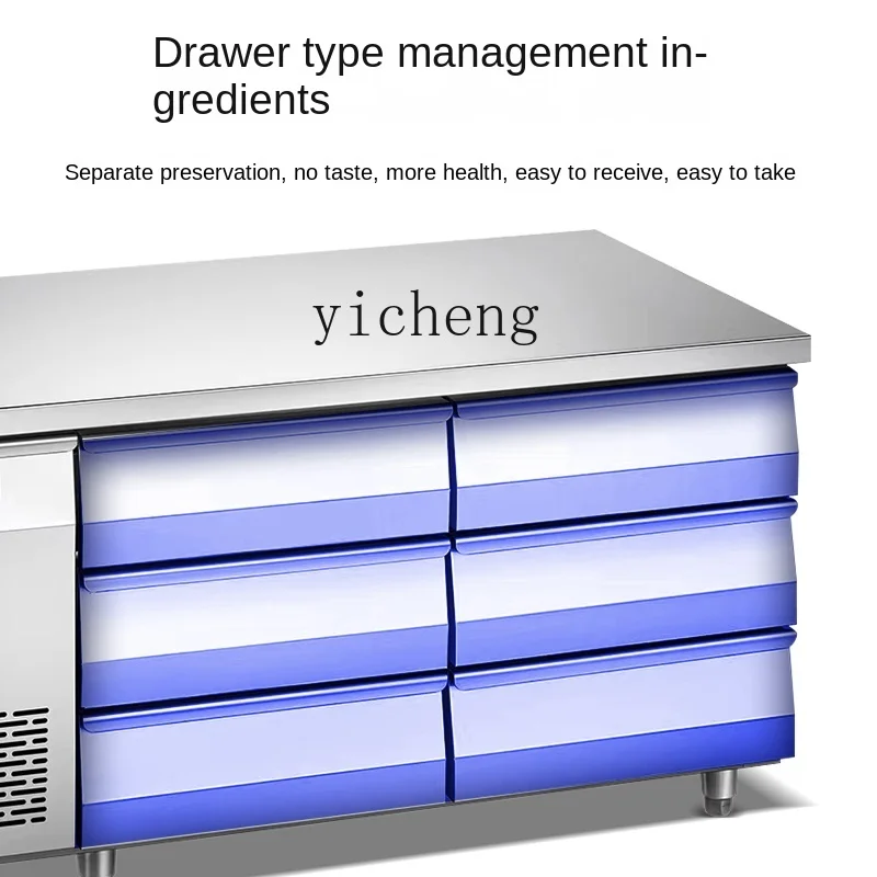 Lodówka z szufladami XL Komercyjny stół chłodzony powietrzem Lodówka z platformą zamrażarki ze stali nierdzewnej