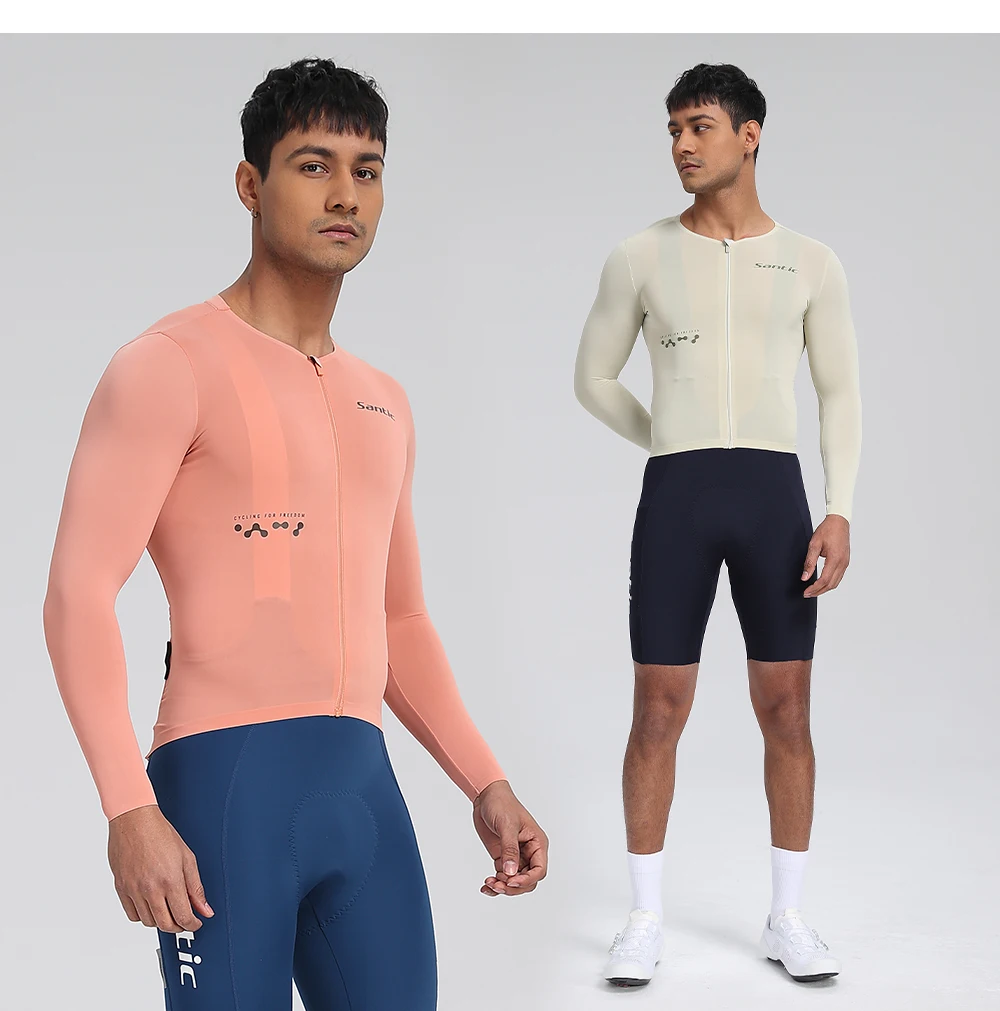 Santic Herren-Radtrikots, langärmelig, Fahrradtrikot, Sonnenschutz, atmungsaktiv, hochelastisch, für Outdoor-Training – Detail 10