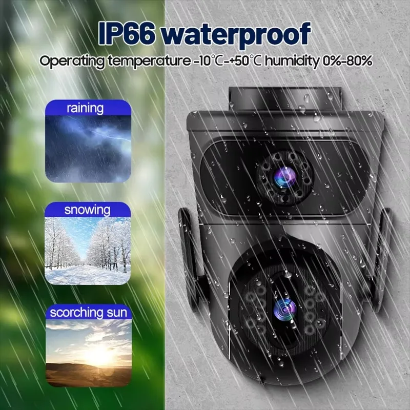 2K 8MP WiFi Security Camera Outdoor Dual Lens Dual Screen 360° Wireless Video Surveillance CCTV IP Cam IPC360 Home