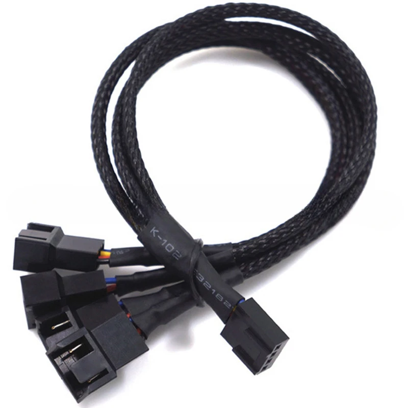New 4 Pin Pwm Fan Cable 1 To 4/3/2/1 Ways Splitter Black Sleeved 27cm Extension Cable Connector Pwm Extension Cables image 5