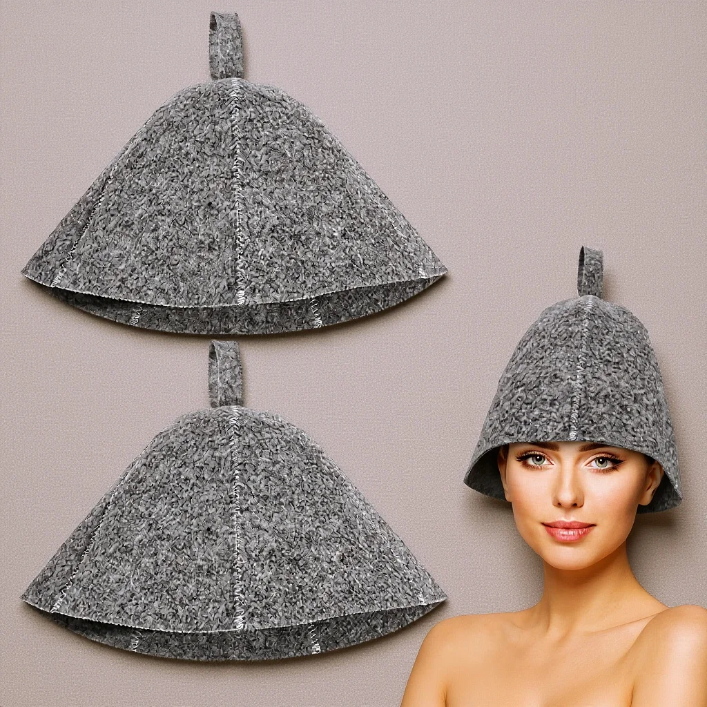 

2Pcs Thickened Felt Sauna Hat for Women Comfortable Shower Bonnet Hair Turban Quick Dry Bath Cap Steam Room Bathroom Accessory