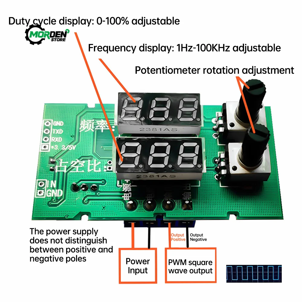 PWM kwadratowy/prostokątny Generator sygnału falowego Generator współczynnika częstotliwości impulsu z przełącznik potencjometru do narzędzie