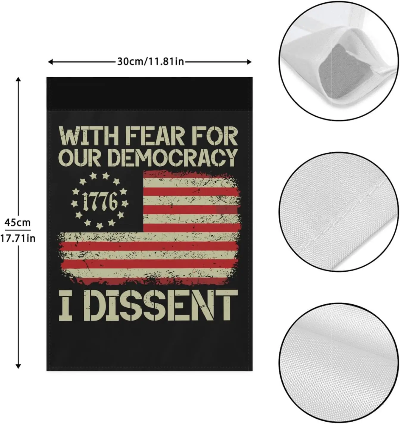 With Fear For Our Democracy I Dissent Garden Flags One SizeVintage Outdoor Flag House Garden Flags One Size Yard Sign, white