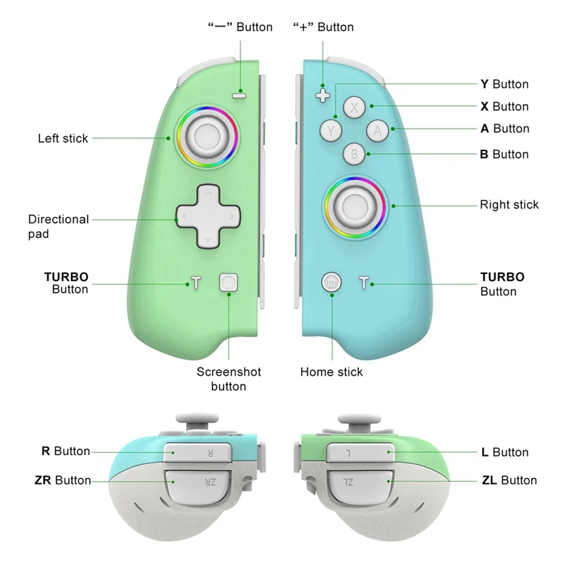 

ABMF-Illuminated Handle Controller Compatible With Nintendo Switch/OLED Ergonomic Handle Controller For Handheld Mode