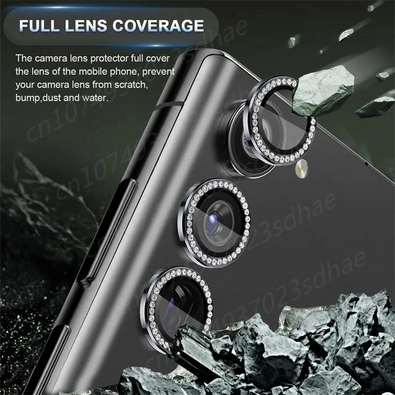 Bling 3D Diamond Metal Camera Ring Protector for Samsung Galaxy A55 A35 A54 A34 A24 5G Alloy Lens HD Tempered Glass Protect Cap