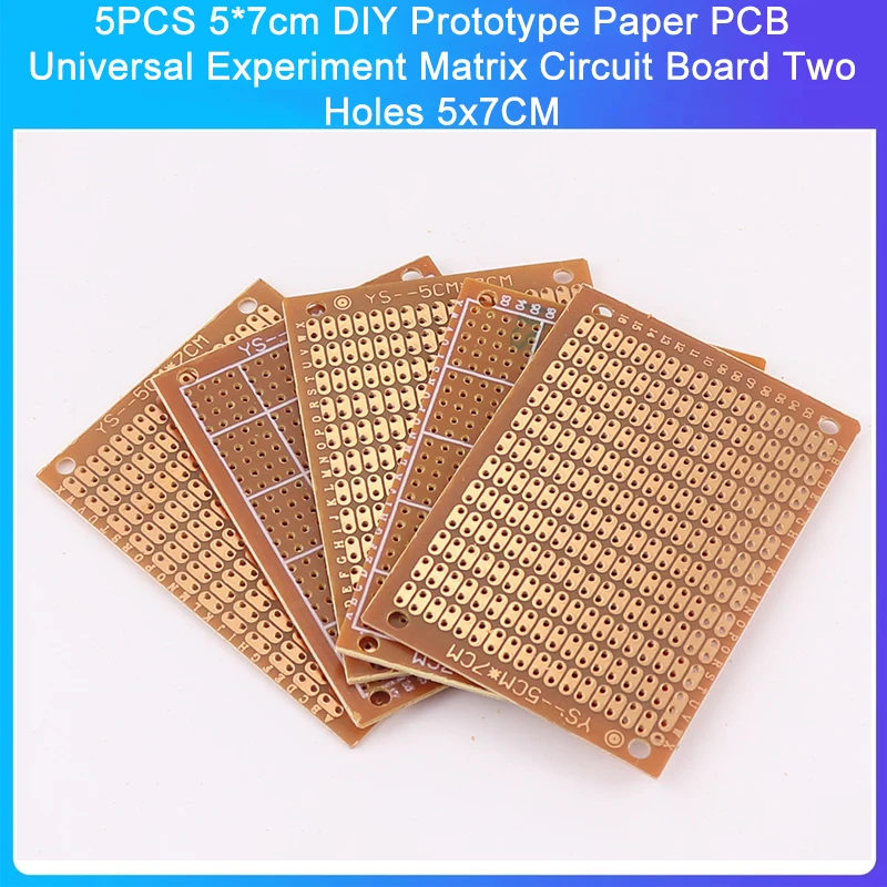 5 sztuk 5*7cm DIY prototyp papieru PCB uniwersalny eksperyment obwód matrycy pokładzie dwa otwory 5x7cm
