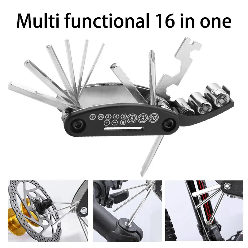 

16 in 1 multifunctional bicycle portable socket foldable repair tool wrench set screwdriver bicycle repair tool combination