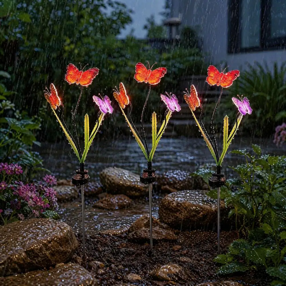 Decorative Garden Lamp Solar Butterfly Flower Light Outdoor Led Garden Lamp Waterproof Landscape Yard Decor Patio Lawn Solar