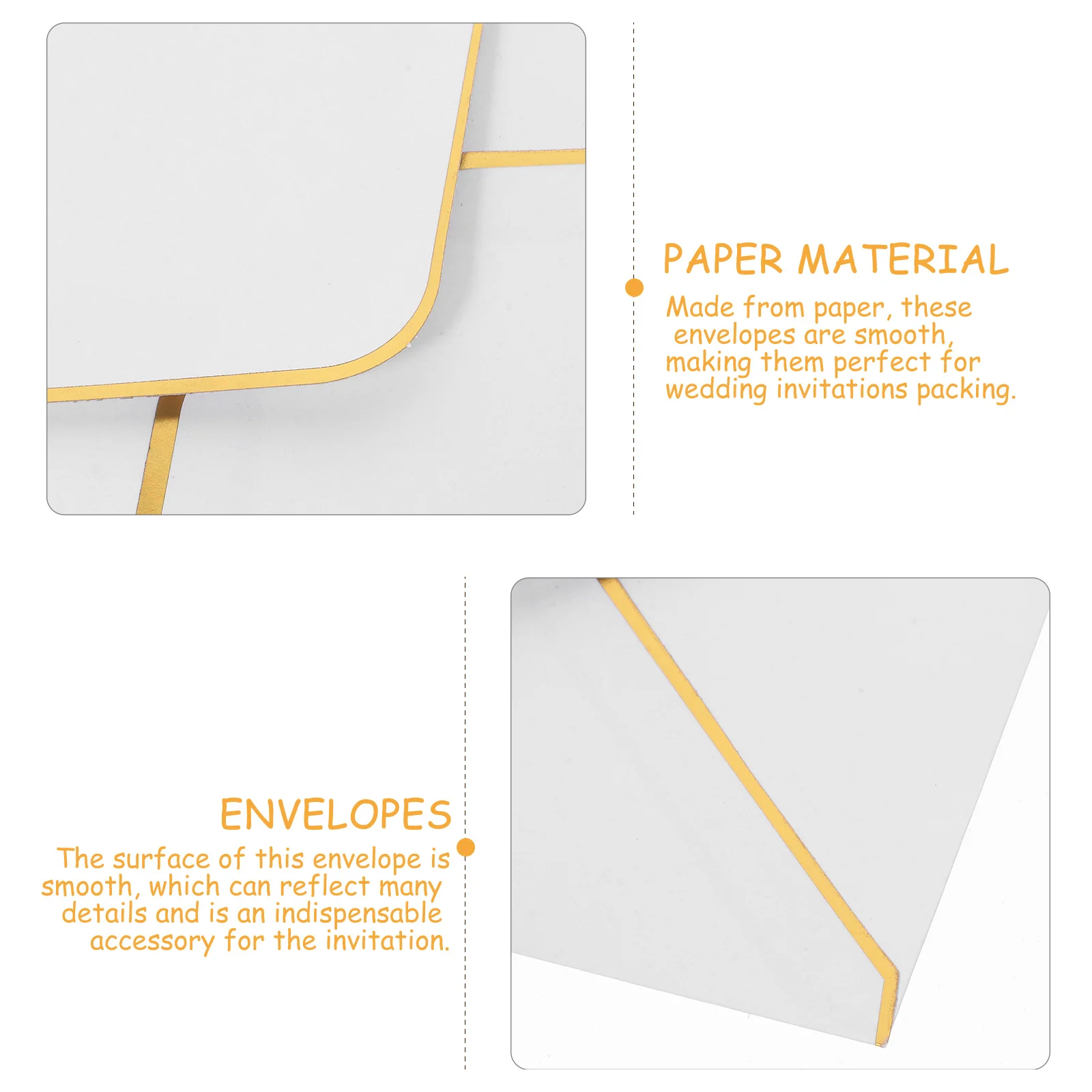 

50Pcs Decorative Gold Border Envelopes Compact Wedding Invitation Cards Multi-Purpose Card Storage for Party Festival