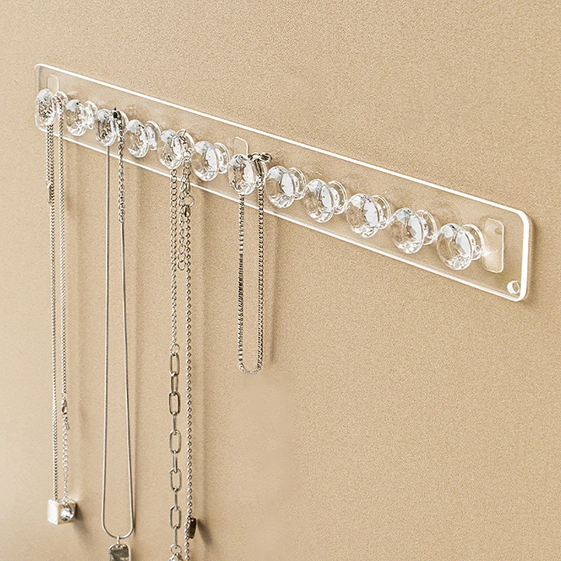 7/12Hooks Transparent Acrylic Jewerly Storage Rack For Earring Necklace Hanger Holder Wall Mounted Display Stand Organizer